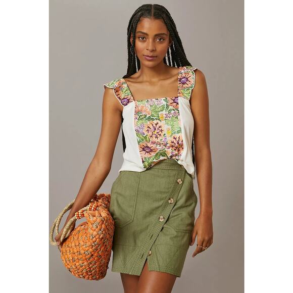 Anthropologie Tiny Marin Floral Embroidered Tank Size Small - Picture 2 of 7